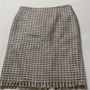 Trina Turk Neutral brown and pearl Tweed Pencil Skirt